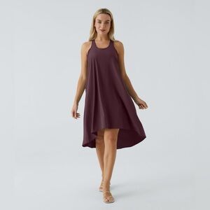 Halara Breezeful RacerPocket High Low Flowy Midi Quick Dry Casual Dress Plum 2XL